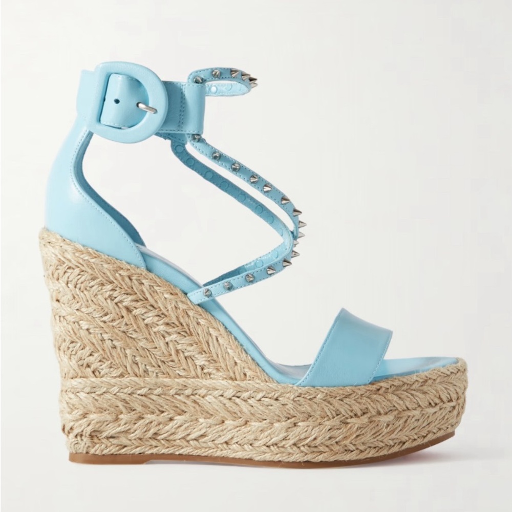 CHRISTIAN LOUBOUTIN
Chocazeppa 120 Spiked Leather Espadrille Wedge Sandals.